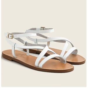 J. Crew white leather strappy wrap sandals / 9.5